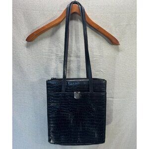 David Dart Black Croc-Embossed Shoulder Tote